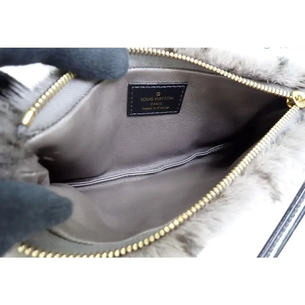 Louis Vuitton Mink Fur Bag Monogram Milla Vision MM Gray Vintage Rare Shoulder